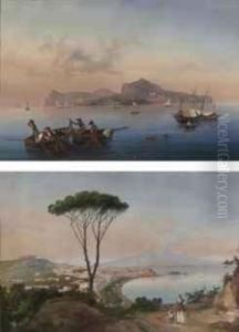 A View Of The Bay Of Naples by Gioacchino La Pira