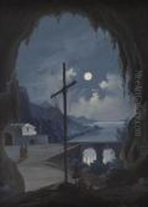 Veduta Notturna Di Amalfi Dai Cappuccini by Gioacchino La Pira