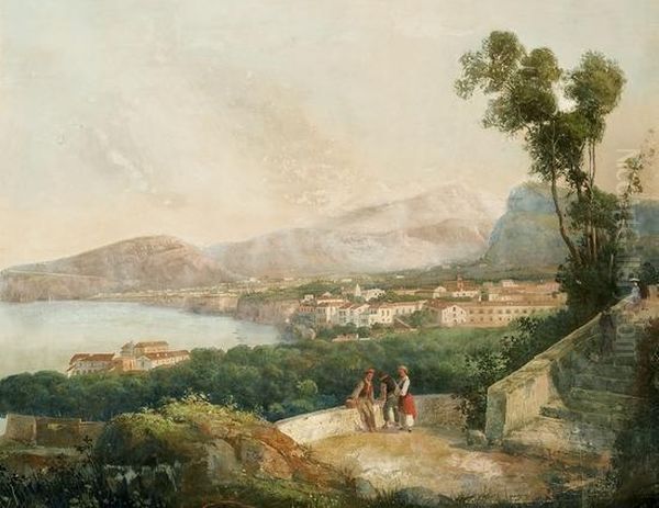 Veduta Di Sorrento Con Sosta Di Viandanti - view 1