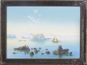 Fishermen In The Bay Of Naples by Gioacchino La Pira