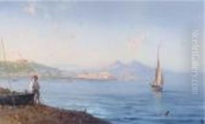 A Fisherman Looking Out Over The Bay Of Naples by Gioacchino La Pira