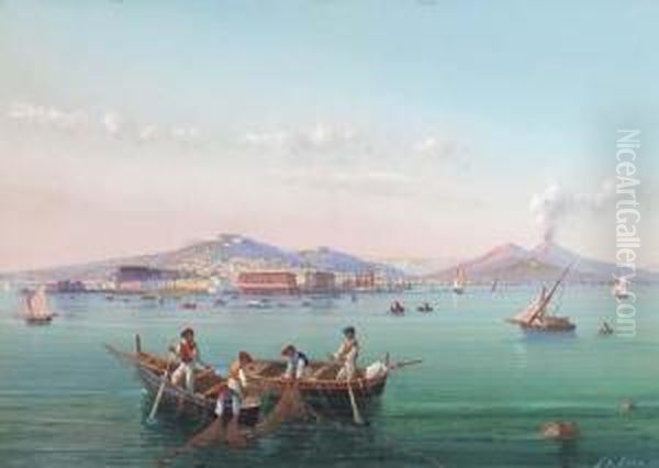 Fishermen Hauling In Their Nets In The Bay Of Naples - view 1