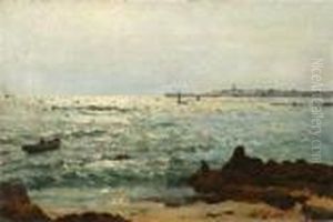 Mer Au Clair De Lune Sur Port Louis by Elodie La Villette