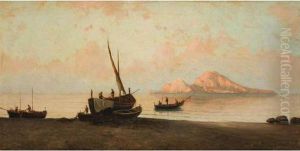Pescatori Con Vista Dell'isola Di Capri by Alessandro la Volpe