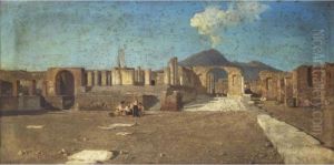 Vue De Pompei Avec Un Groupe De Paysans