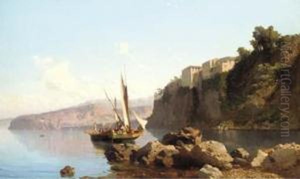Fishing Vessels Drying Their Sails Off The Coast Of Capri - view 1