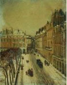 La Place Des Vosges Sous La Neige, Paris Janvier 1871 by Edme Emile Laborne