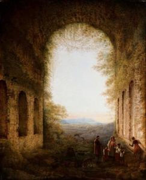 Paesaggio Arcadico Con Rovine Antiche E Figure - view 1