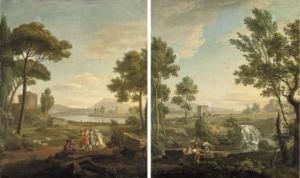 An Italianate River Landscape With A Ruin