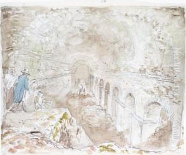 Sir Richard Colt Hoare And Other
Visitors In The Interior Of The Cistern At Castra Albana - view 1
