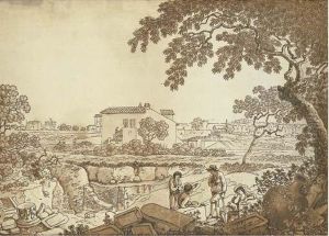 Roma, Sei Scene Di Vita E Vedute Con Antichi Ruderi Nei Pressidell'appia Antica