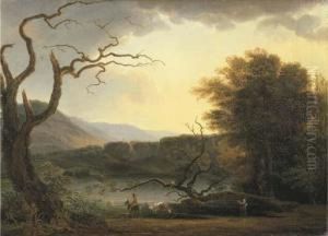 Paesaggio Lacustre Con Pastori Ed Armenti Presso La Riva