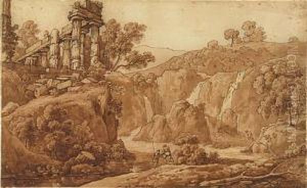 Landscape With Classical Ruins And Two Figures - view 1