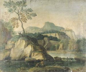 Paesaggio Fluviale Con Astanti In Primo Piano