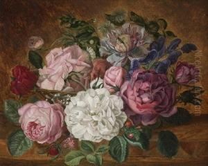 Stillleben Mit Rosen Und
 Christrose. by Andreas Lach