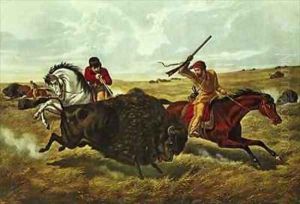 Life on the Prairie the Buffalo Hunt by Currier