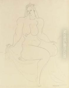 Seated Nude Figure With Drape by Gaston Lachaise