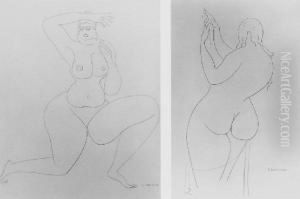 Two Nudes: A Pair Of Drawings by Gaston Lachaise