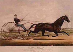 The Celebrated Trotting Stallion George Wilkes as he appeared in his great wagon race against Lady Thorne by Currier