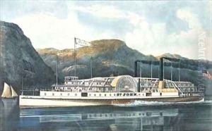 The Hudson River Steamboat St John by Currier
