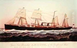 Guion Line Steamship Arizona by Currier