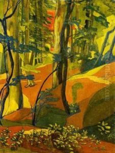 Soleil Couchant Sous-bois En Foret D'ecouves by Georges Lacombe