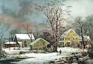 Winter in the Country A Cold Morning New England by Currier