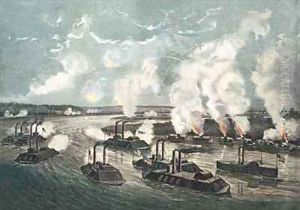 Bombardment and Capture of Island No 10 on the Mississippi River by Currier