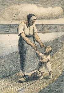 Mother And Child - Mere Et Enfant (1916) by Eugene Laermans