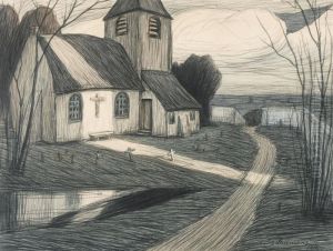 L'eglise De Campagne - Town's Church (1916) by Eugene Laermans