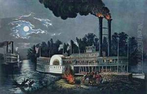 Wooding up on the Mississippi by Currier
