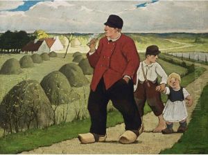 Paysant Avec Deux Enfants Se Promenant Dans Un Champ (wandelende Boer) Paysant Avec Deux Enfants Se Promenant Dans Un Champ (wandelende Boer)