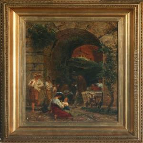 Scenery With Persons Under A Brigde - view 1