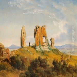 An Italian Landscape With Antique Ruins