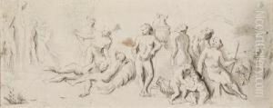 Mythologische Szene Mit Bacchanten Und Putti by Raymond Lafage