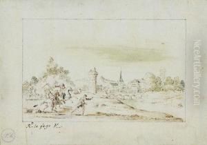 Escarmouche Dans Un Paysage by Raymond Lafage