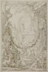 Putti Playing In The Garden Of Priapus by Raymond Lafage