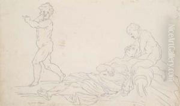 A Water Nymph And Two Putti - view 1