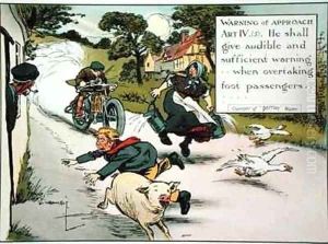 Warning of Approach Art IV He shall give audible and sufficient warning when overtaking foot passengers by Charles Crombie