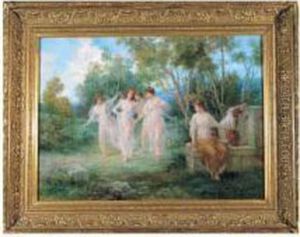 Nymphes Dans Un Paysage A La Fontaine