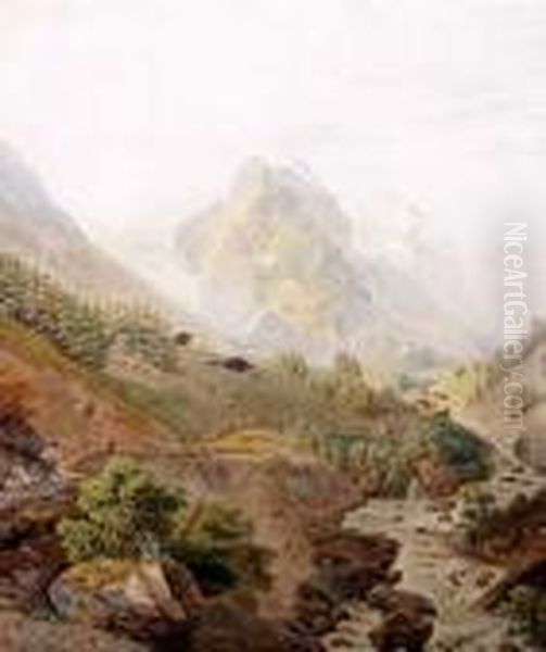 Alpenlandschaft Sowie Tier- Und Personenstaffage - view 1