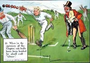 When in the opinion of the Umpire six balls have been bowled he shall call Over by Charles Crombie
