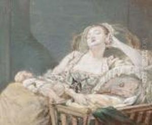 A Mother And Children Sleeping In A Chair