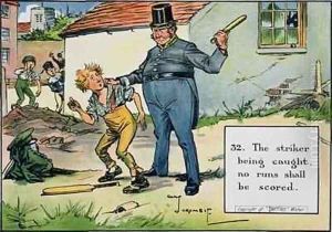 The striker being caught no runs shall be scored by Charles Crombie