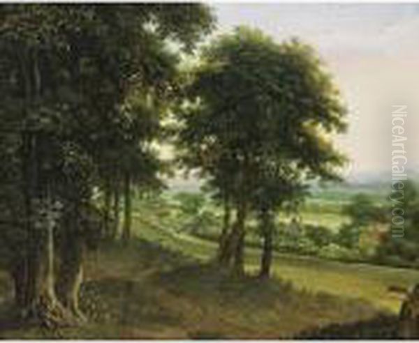 An Extensive Wooded Landscape With Houses, Hills Beyond - view 1