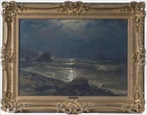A Ship By The Moonlit Coast by Lef Feliksovich Lagorio