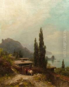 Coastal Landscape With A Figure By A Cottage