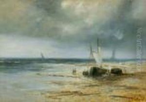 Segelboote Am Strand. by Lef Feliksovich Lagorio