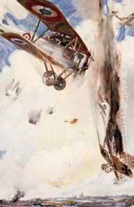 The Enemy crashed to the Earth in a column of Flame and Smoke by Cyrus Cuneo