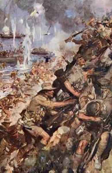Midst Shot and Shell we made the narrow Beach landing at Gallipoli - view 1